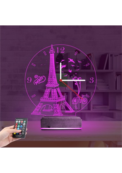 Kirppi 3D Saat Lamba Eyfel Kulesi Masa Gece Lambası fırsatları
