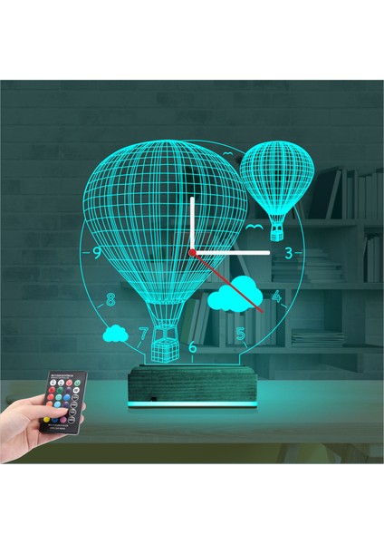Kirppi 3D Saat Lamba Balon Bulut Tasarım Masa Gece Lambası modelleri
