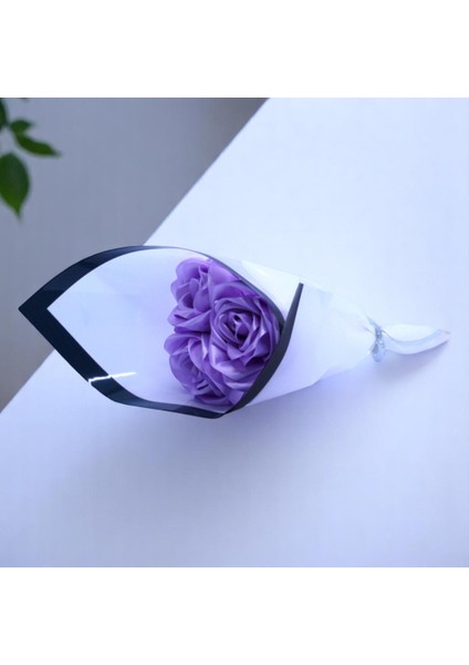 Üçlü (3'lü) Gül Buketi, Hediye Saten Gül Buketi, Kırmızı, Sarı, Mavi, Siyah Saten Gül Buketi