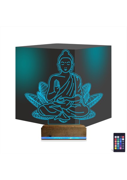 Kirppi 3D Lamba Lotus Çiçeği Yoga Masa Gece Lambası