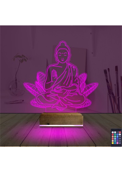 Kirppi 3D Lamba Lotus Çiçeği Yoga Masa Gece Lambası fırsatları
