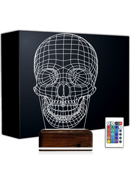 Kirppi 3D Lamba Kuru Kafa Iskelet Tasarım Masa Gece Lambası