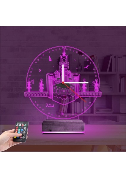 Kirppi 3D Saat Lamba Mekke Kabe Cami Masa Gece Lambası fırsatları