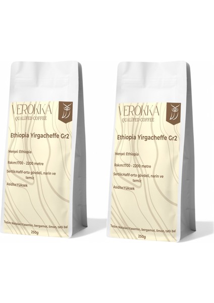 Verokka Ethiopia Yirgacheffe Gr2 – Filtre Kahve (2 x 250G) | Çiçeksi ve Zarif Lezzet