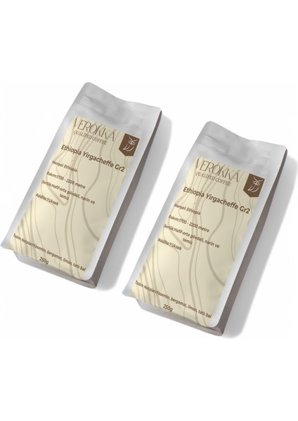 Verokka Ethiopia Yirgacheffe Gr2 – Filtre Kahve (2 x 250G) | Çiçeksi ve Zarif Lezzet