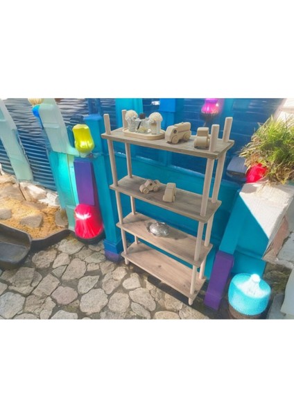 Ahşap Ayaklı Obje Standı Raflı Atlantik Çam Desenli fiyatları