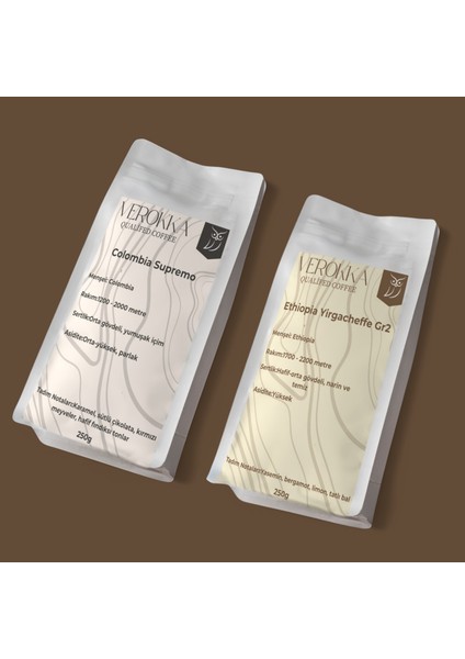 Verokka Colombia & Ethiopia Gr2 2’li Paket – Filtre Kahve (2 x 250G)