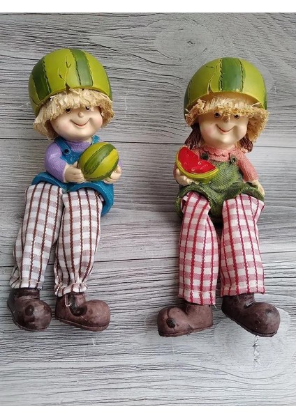 Ayakları Sallanan Karpuz Kafalar Biblo Dekoratif Obje Hediyelik Ürün Vitrin Süsü Ev Hediyesi 15 cm . modelleri