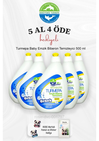 Turmepa Baby Emzik Biberon Temizleyici 500 ml 5 Al 4 Öde ve Rosie Pamuk