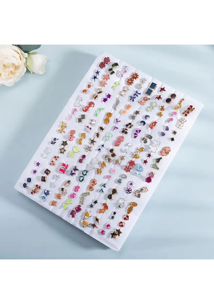 10 Çift Karışık Rastgele Renkli Minimal Küpeler