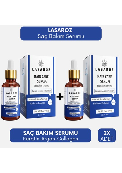 2 Adet Saç Bakım Serumu Keratin Kolajen Argan Yağlı Saç Serumu 30 ml