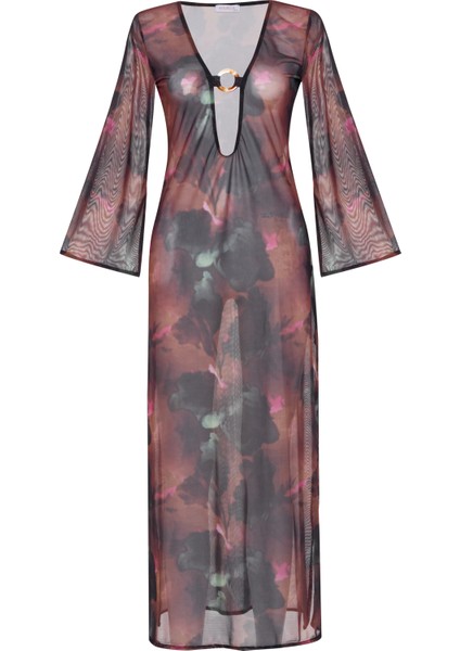 Çok Renkli Desenli Tül Elbise