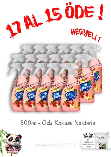 17 Al 15 Öde Gizli Nektarin 500 ml Bahçe Oda Kokusu ve Rosie