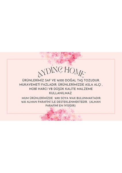 Ayd Sunum Tabağı Takılık Süslük Dekoratif Vazo & Biblo Kokulu Mum&şamdan Soya Wax & Taş Tozu