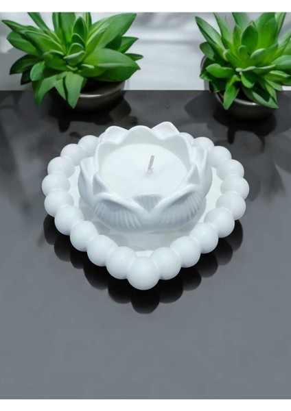 Ayd Sunum Tabağı Takılık Süslük Dekoratif Biblo Lotus Mum Mum&biblo Soya Wax & Taş Tozu