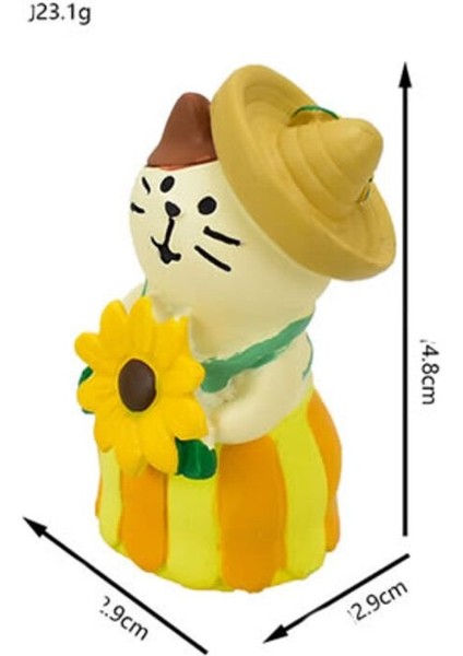 Ayçiçekli Kedi Mini Figür