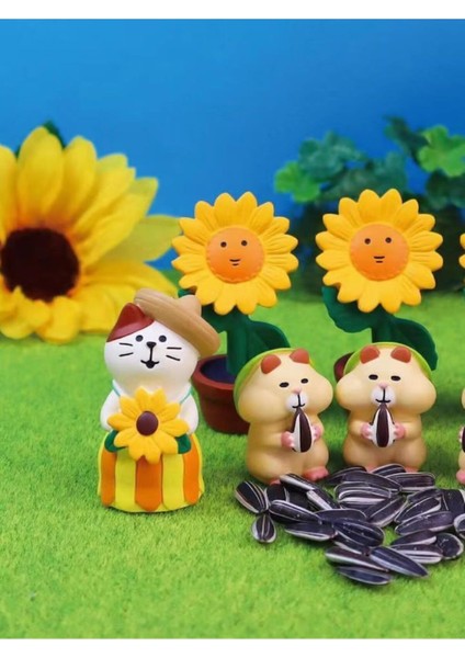 Ayçiçekli Kedi Mini Figür