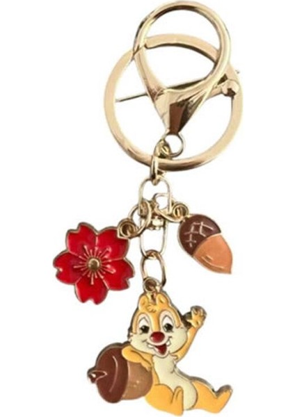 Sevimli Sincap Metal Charm Anahtarlık