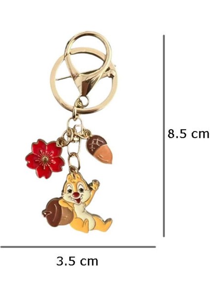 Sevimli Sincap Metal Charm Anahtarlık