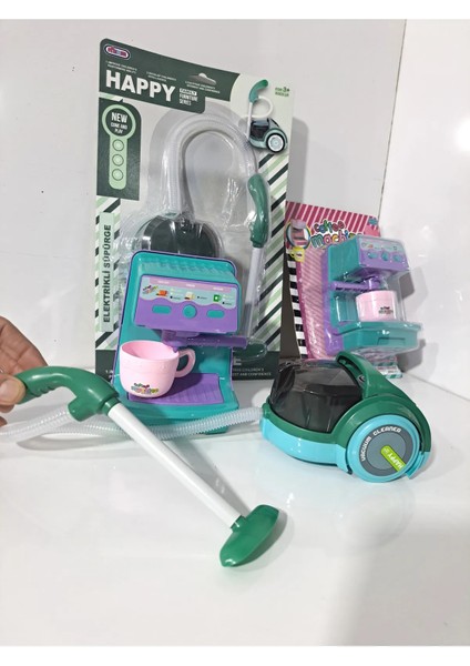 Oyuncak Evcilik Mutfak Seti Elektrik Süpürge Camlı ve Kahve Makinası 2 Li Set 40 x 45 cm Manueldir