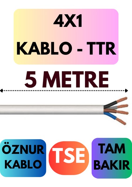 Öznur 4x1 Ttr Kablo Metre Seçenekli (Beyaz)
