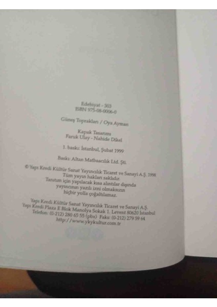 Güneş Toprakları 1,baski 1999 Yili