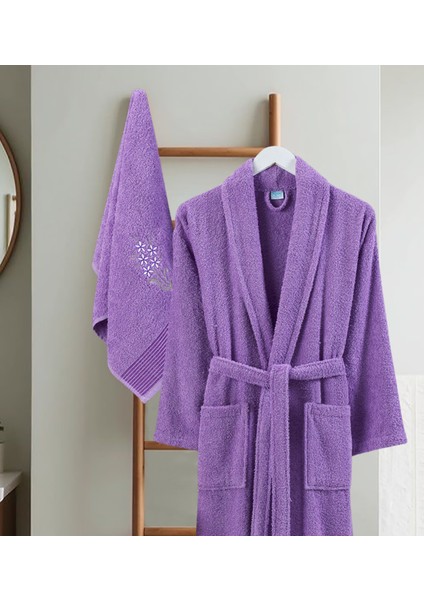 Bornoz - Nakışlı Havlu Seti Cora Lavanta L/XL+45X85CM fiyatları