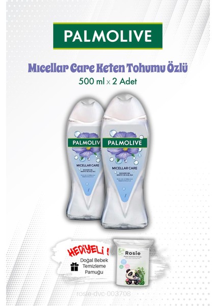 Mıcellar Care Keten Tohumu Özlü 500 ml Duş Jeli x 2 ve Rosıe Mendil
