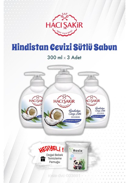 3'lü Hindistan Cevizi Sütlü Sıvı El Sabunu 300 ml ve Rosıe