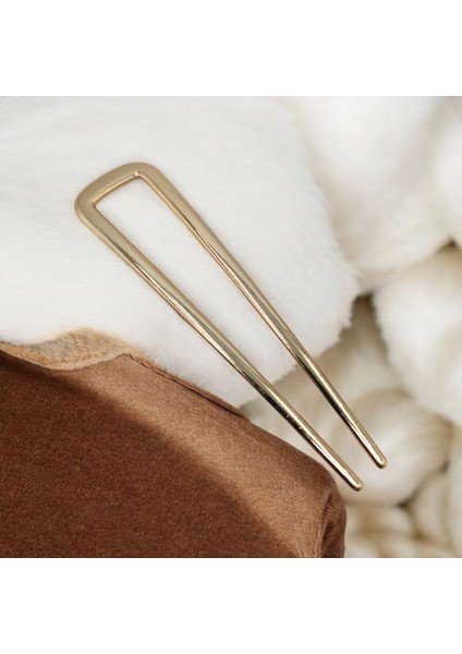Kadınlar Için Gümüş , Altın Renk Metal Ince 10*2,5 cm Saç Toplama Topuz Tokası 2'li