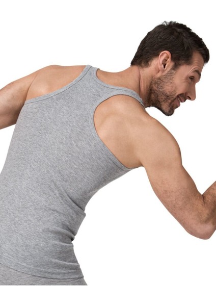 5'li Erkek Gri Formen Rambo Sırtı Çarpaz Likralı Askılı Atlet