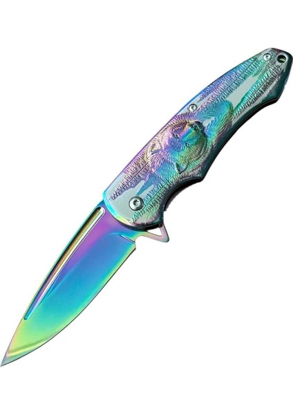 Rainbow Kurt Kabartmalı Çelik Çakı