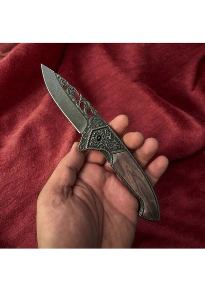 Ahşap Işlemeli Çelik Çakı