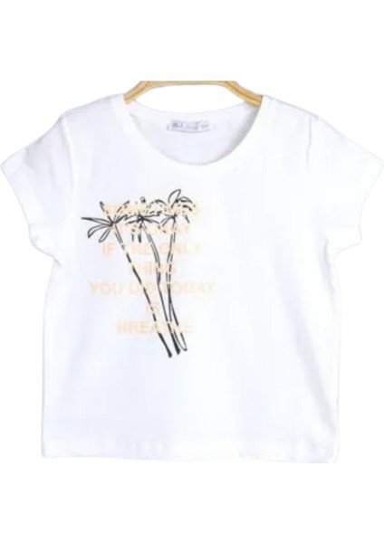Kız Çocuk T-Shirt Bien Baskılı 11 Yaş Beyaz