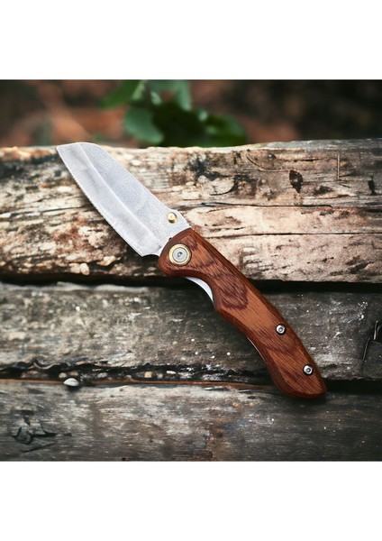 El Yapımı Cep Çakı Paslanmaz Çelik Kahverengi