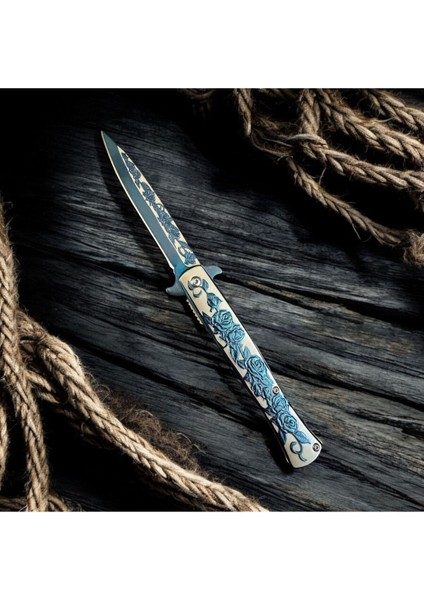 Gül Desenli Çelik Çakı