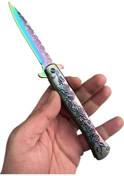 Gül Motifli Çelik Çakı