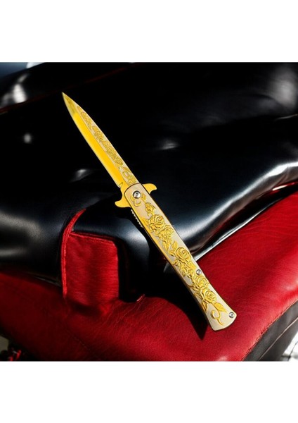 Gold Gül Motifli Paslanmaz Çelik Çakı fiyatları