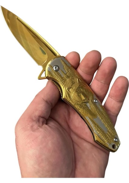 Gold Kurt Kabartmalı Çelik Çakı