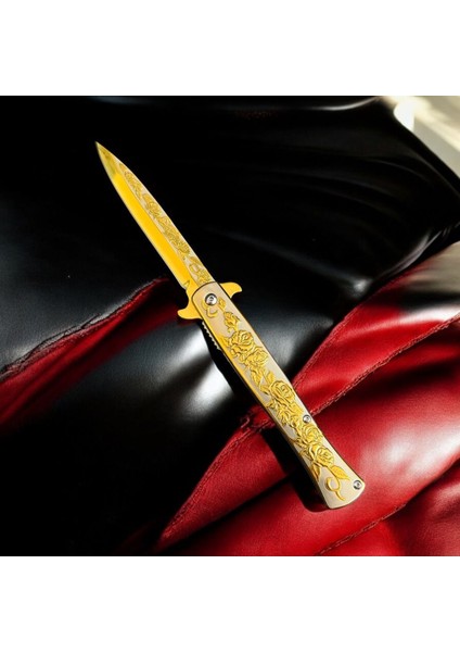 Otantik Gül Motifli Çelik Kamp Çakısı fiyatları