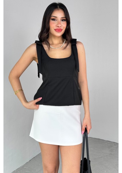 BLZ-06286 Siyah Havuz Yaka Askılı Bluz fırsatları