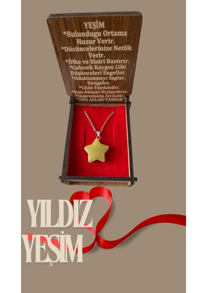 Doğal Yeşim Taşı, Yıldız Kolye – Doğanın Huzuru ve Zarafeti