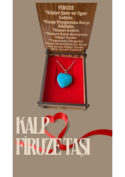 Doğal Firuze Taşı, Turkuaz Kalp Kolye – Turkuazın Büyüleyici Zarafeti