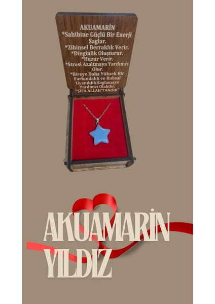 Doğal Akuamarin Taşı Turkuaz Yıldız Kolye – Sakinlik ve Zarafetin Buluştuğu Özel Aksesuar