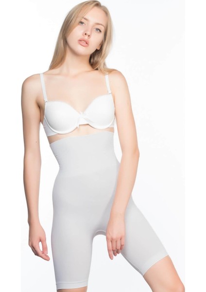 Miraxx Ekru Mı Emay 2074 Yüksek Bel Desenli Double Uzun Paça Korse