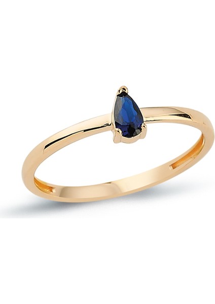 14 Ayar Altın Lacivert Damla Yüzük