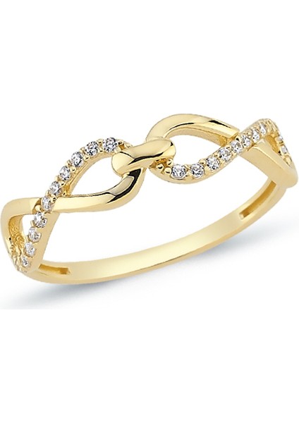 14 Ayar Sonsuzluk Desenli Minimal Kadın Altın Yüzük