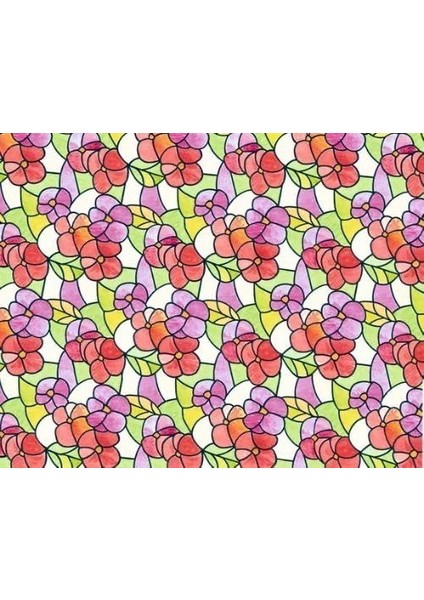 – | 45X150CM | Renkli Çiçek Desenli Statik Cam Filmi Kaplama | Mutfak Ofis Banyo Pencere