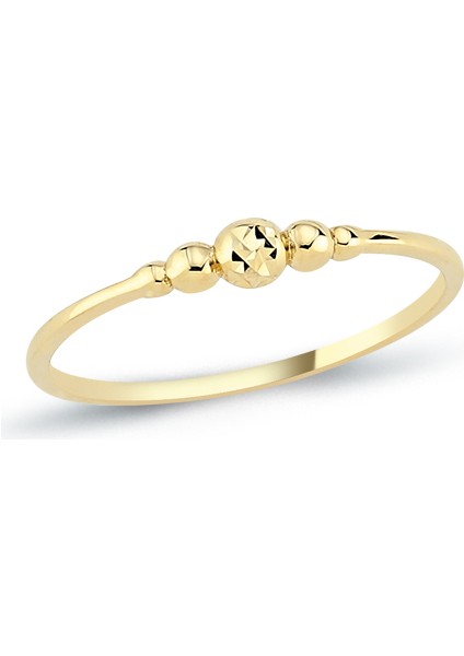 14 Ayar Altın Işıltılı Top Detaylı Yüzük