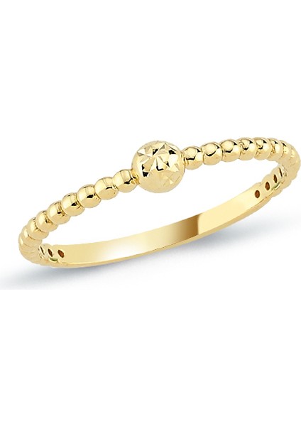 14 Ayar Altın Kombinlenebilir İnce Küre Yüzük